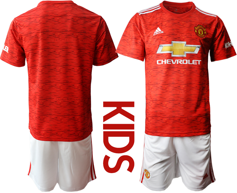 Youth 2020-2021 club Manchester United home blank red Soccer Jerseys